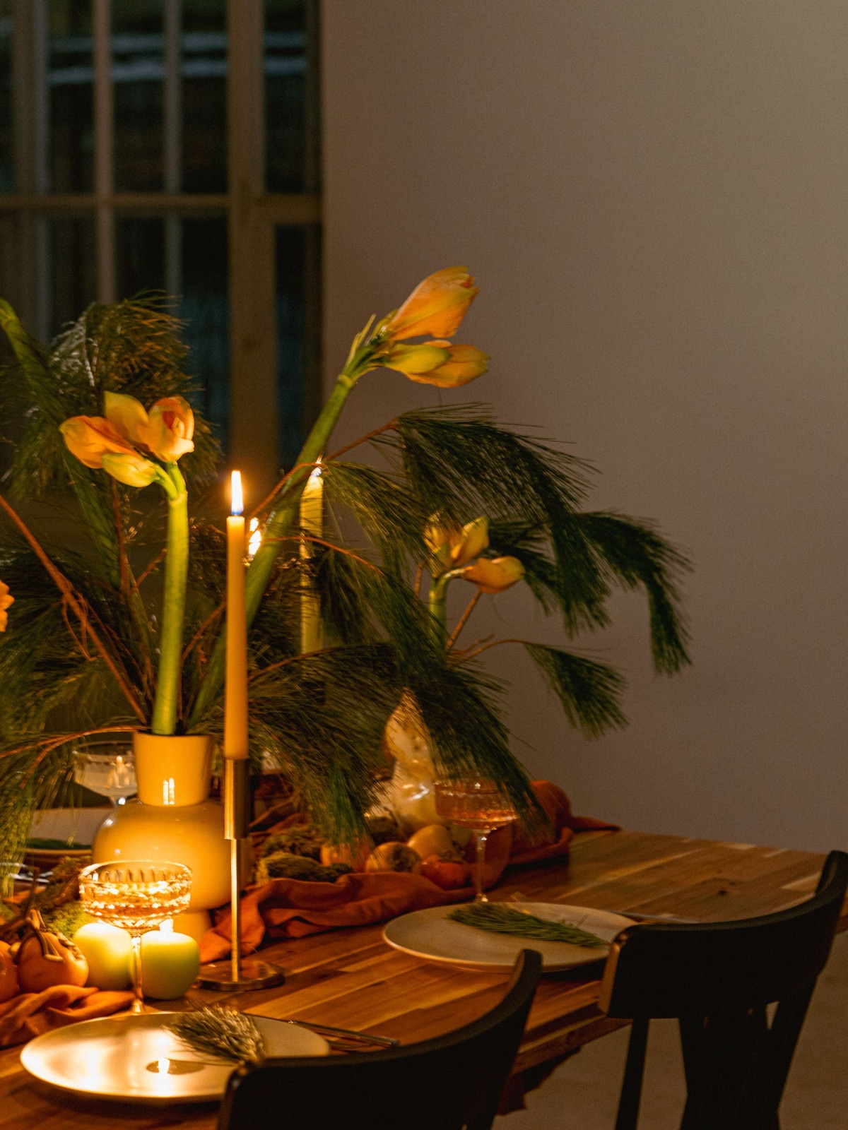 Candlelit dinner table