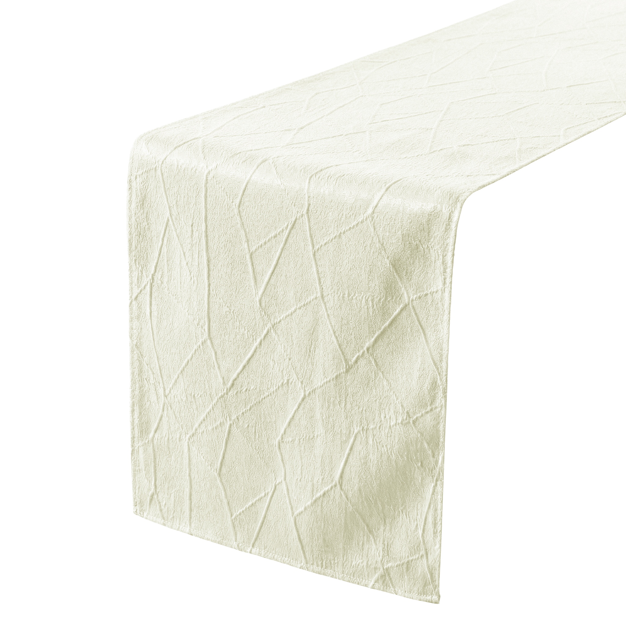 Embossed Geometric Jacquard Table Runner - Ivory for event rental