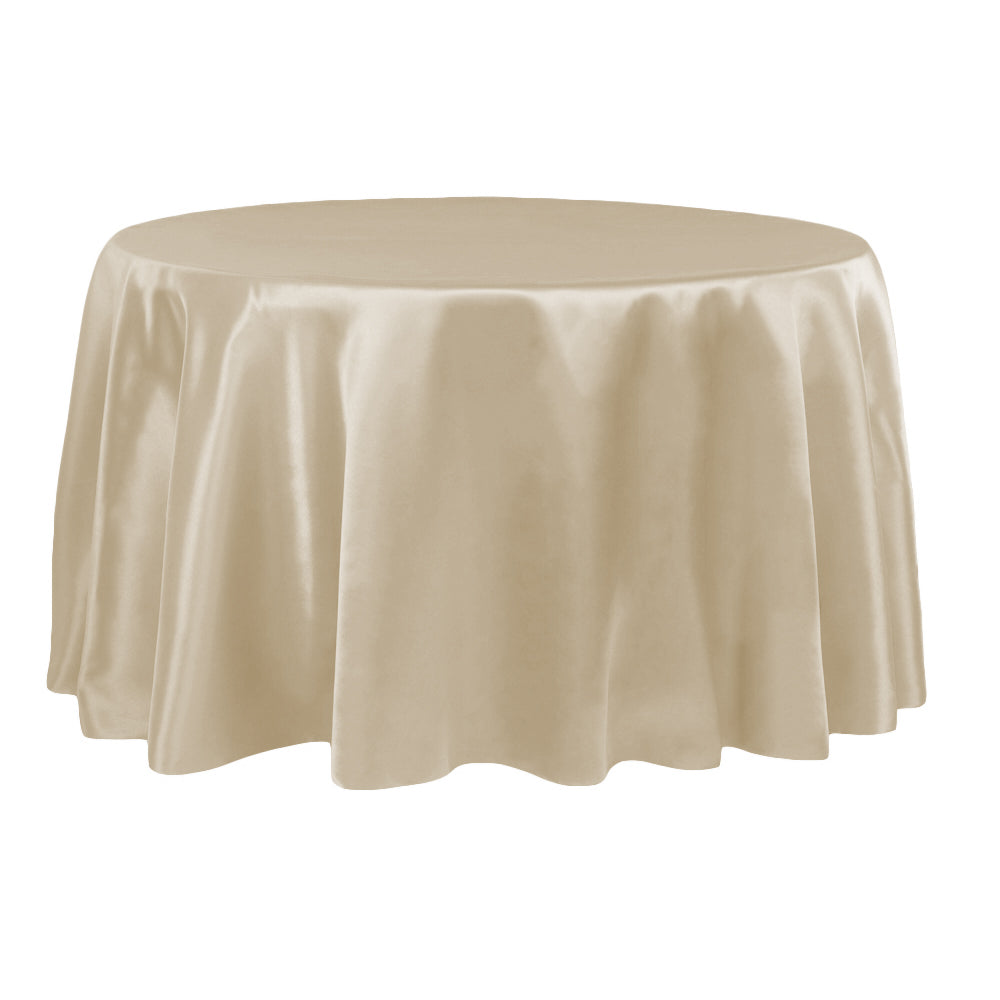 Satin 120" Round Tablecloth - Champagne for event rental